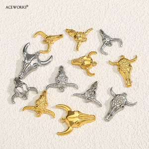 บูล แกลเลอรี |   จี้รูปวัวกระทิงตะวันตกเคลือบทอง 18K PVD บนสแตนเลสสตีล |   จี้รูปวัวสำหรับทำเครื่องประดับ DIY - Product Image 2