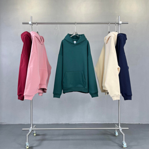 Wholesale 100% Cotton 400G Fleece Hoodies Sweatshirts Heavyweight Puff Print Custom Logo Cut Streetwear Hiphop Men's Winter - Product Image 1