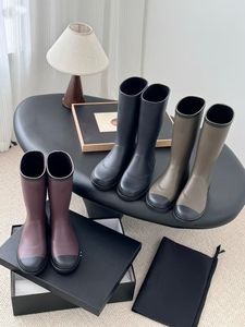 מגפי גומי גבוהים לנשים, סגנון אלגנטי, עמידים במים, עם סוליה עבה, אופנתיים, לסתיו/חורף - Product Image 5