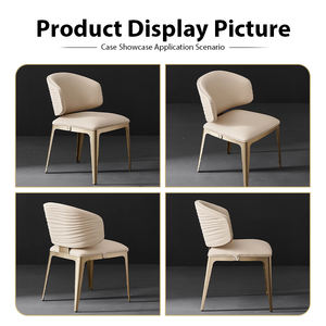 Nórdico moderno curvado traseiro couro Metal Frame bege cadeira de jantar para o restaurante comercial do apartamento do casamento do hotel do banquete - Product Image 2