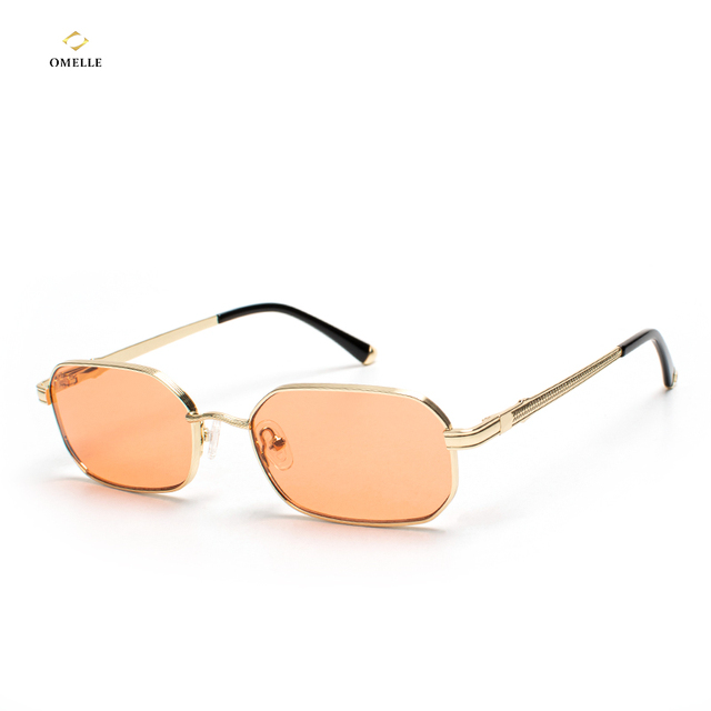 OMELLE Luxury Brand Custom Metal Sunglasses Classic Rectangle Design with Nylon UV400 Lenses Men's Fashion Optical Shades