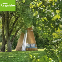 Lit de repos extérieur en bois de teck tout temps avec parc de jardin à baldaquin-Sensation de vacances Meubles de lit de repos extérieur conique