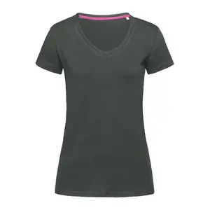 T-shirt extensible à col en V pour femmes, merchandising personnalisé - Product Image 4