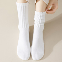 Chaussettes Hehe Printemps-Automne pour Filles, Style Collants Mi-Cuisses, Noir, Blanc, Gris, Couleur Unie, Tendance, Polyvalentes, Usage Quotidien, Exportation