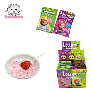 Piruleta con diseño de Labubu de monstruo pequeño e interesante Halal al por mayor piruleta con forma de corazón afrutada con caramelo en polvo - Product Image 1