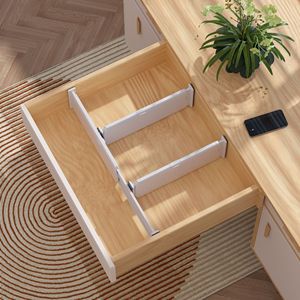 Séparateur <span class=keywords><strong>de</strong></span> tiroir réglable et épaissi sans perçage pour cloisonnement <span class=keywords><strong>de</strong></span> tiroir, rangement rétractable pour armoire et garde-robe, partition multicouche - Product Image 1