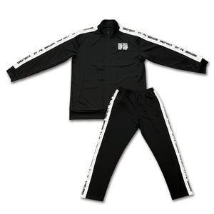 Ensemble veste et pantalon de sport personnalisé Jogger d'extérieur Sweats à capuche avec logo brodé Survêtement noir - Product Image 2