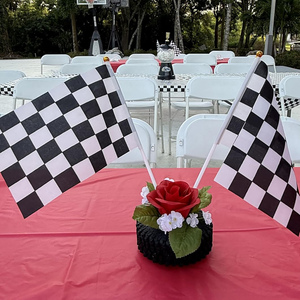 Индивидуальная клетчатая черно-белая гоночная палка, флаги, цифровая печать, полиэфирные Маленькие Ручные декоративные флаги для вечеринки - Product Image 2