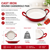 Poêle à frire en fonte émaillée durable, intérieur blanc antiadhésif, compatible four, induction et gaz