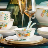 Service de table en porcelaine fine Pomegranate Manor, élégant, peint à la main, motif floral, pour dîners de luxe, mariages et usage domestique