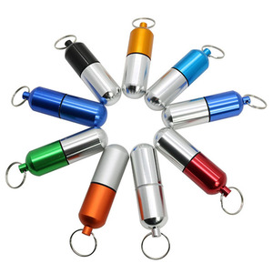 Kim loại Keychain Pill chai chủ du lịch ngoài trời nhôm sức khỏe hộp thuốc viên nang Keyring mini Pill trường hợp có thể rỗng viên nang - Product Image 1