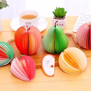Creative Stationery Lovely Notepad 3D Fruit Apple Shape Memopad Paper Carving Art 3D Sticky Note Pads