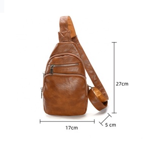 Custom Vegan PU Leather Chest <b>Bag</b> for Men Zipper Closure Leisure & Outdoor Sports <b>Small</b> Crossbody Travel Belt Pack - Product Image 2