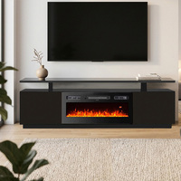 Soporte de TV con Chimenea Electrónica de Madera de Diseño Moderno y Lujoso con Control Remoto de 71'' para Sala de Estar