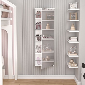 Meuble à chaussures mural ITAJAI de style moderne avec porte miroir, en bois, pour chambre et salon, en panneaux de particules, blanc, design brésilien - Product Image 6