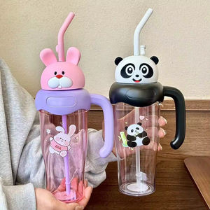 Nouvelle tasse à eau grande capacité, design élégant, avec paille, pour étudiants, résistante aux hautes températures, motif dessin animé, portable pour le bureau - Product Image 4