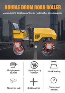 Compactador de rodillo de carretera vibratorio de doble tambor portátil Potente máquina de construcción con bomba y motor de componentes centrales - Product Image 5