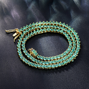Catena di Zirconia di lusso Hip Hop 3mm verde CZ placcato <span class=keywords><strong>oro</strong></span> gioielli da <span class=keywords><strong>donna</strong></span> <span class=keywords><strong>girocollo</strong></span> rombi rombi rombi rombi collana a catena - Product Image 3
