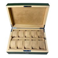 Boîte de rangement de montre de luxe pour hommes boîte-cadeau en bois Rectangle vert avec clé 10 fentes boîtier organisateur MDF matériel gravé manipulation