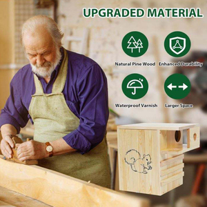 <span class=keywords><strong>Casetta</strong></span> per Scoiattoli in Legno Personalizzata e Allargata, Grande Nido Esterno con Piattaforma Esterna per Scoiattoli e Pecorelli - Product Image 6