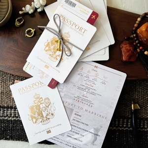 Carte d'invitation de mariage personnalisée en forme de passeport, ensemble plié, design unique, paiement après réception, prix fabricant en gros - Product Image 2