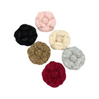 Broche tendance haut de gamme Camélia pour cheveux, 7 cm, style tweed épais, avec nouvelle technologie de placage