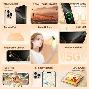 Điện thoại di động I16 Pro Max 5G phiên bản toàn cầu giá thấp mới năm 2025, <span class=keywords><strong>2</strong></span> SIM, <span class=keywords><strong>10</strong></span> nhân, 16GB+1TB, màn hình lớn - Product Image 3