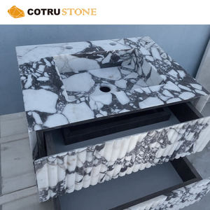 Lavabo de Mármol Natural Personalizado |   Fregadero de Piedra con Vetas Blancas y Negras |   Encimera de Mármol de Lujo Hecha a Mano - Product Image 2