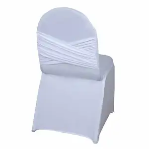 Wholesale White Spandex Chair Cover With Back Cross Stretch Slivcovers For Banquet Wedding