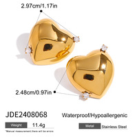 Gaovo – boucles d'oreilles en forme de cœur creux, plaqué or 18 carats, en acier inoxydable, incrusté de strass, étanche, hypoallergénique, bijoux pour femmes