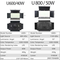 Lumière vidéo LED Pro LED-600 LED-800, lumière de photographie professionnelle, réglable en intensité, 3200-5600K, pour studio, diffusion en direct, maquillage, photographie