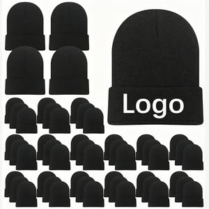 100 pièces de chapeaux tricotés personnalisés brodés, bonnets d'hiver pour hommes - Product Image 1