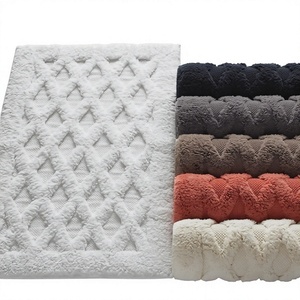 Tapis de bain de luxe en coton floral écologique 2025, antidérapant, absorbant, bleu et blanc, lavable en machine, tapis de sol pour salle de bain - Product Image 1