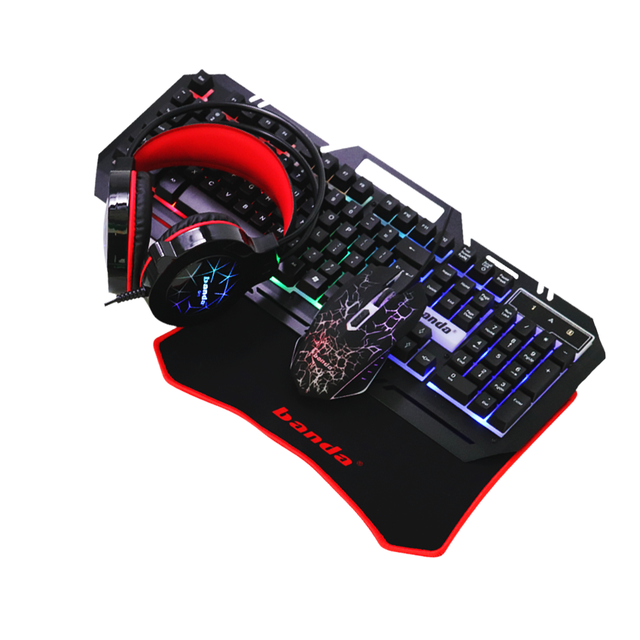 Wholesale Prices 104 Keys RGB Backlit Wired Gaming Keyboard Mouse Waterproof Ergonomic Headset Gaming Combo