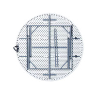 Table de repas d'extérieur moderne pliable en plastique moulé par soufflage avec panneau en métal, pour cour, hôtel, camping, garantie 1 an