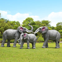 Statue d'éléphant personnalisée en fibre de verre, sculpture d'éléphant animal de la jungle pour location d'accessoires d'événements et de fêtes d'anniversaire