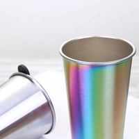 Gobelet droit en acier inoxydable 304 de 500 ml avec couvercle, idéal pour la rentrée scolaire, café, lait, thé, gobelet décontracté avec paille et couvercle
