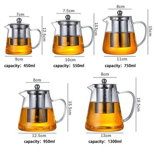 Nuovo Set Teiera in Vetro Premium con Design a Risonanza 450ml/550ml, Infusore Rimovibile, Coperchio, Eco-Friendly, per Tè alle Erbe, Uso Quotidiano - Product Image 3