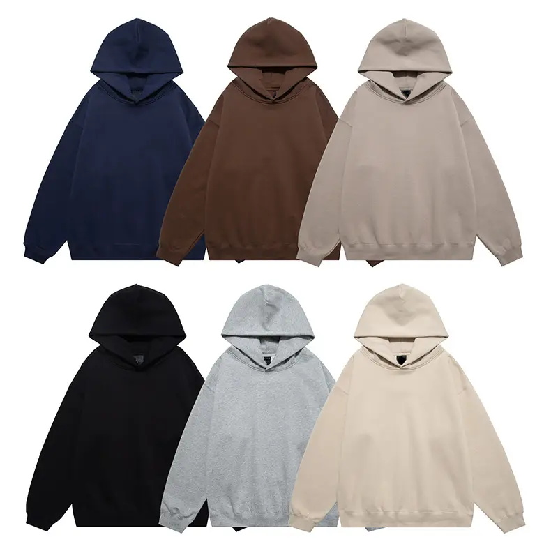 Hoogwaardig 420G Zwaar Modemerk Europa En De Verenigde Staten Casual Effen Kleur Capuchon Losse Fleece En Capuchon Hoodie