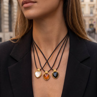 Nouvel ensemble de colliers tendance en pierre naturelle nordique et corde noire, Dazan INS, en acier inoxydable plaqué or PVD 18K, inaltérable, cadeau pour femme