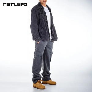 Pantalon de jogging cargo ample coupé-cousu en molleton épais 400 g/m², délavage vintage, style streetwear oversize, vente en gros - Product Image 2
