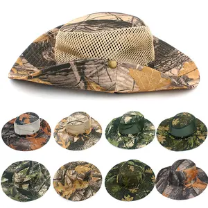 Sombrero de cubo de camuflaje Hoja de arce Gorra de pescador de ala grande Estampado de poliéster diario para hombres Unisex Adultos Sombrero de cubo