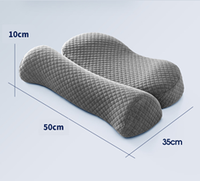 Oreiller ergonomique en mousse à mémoire de forme tricotée pour traction cervicale, décompression du cou, correction de la courbe C et soulagement de la douleur due à la posture tête penchée vers l'avant