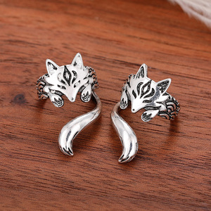 Clip d'oreille vintage mignon en forme de renard pour femme, en argent antique, sans perçage - Product Image 4