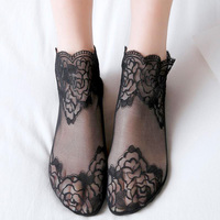 Vente chaude Dentelle À Volants Chaussettes Invisibles D'été Sexy Dames Blanc Bas De Soie Chaussettes Transparentes