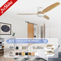 Ventilateur de plafond intelligent moderne 1stshine à montage encastré, compatible Wi-Fi et commande vocale, avec pales en bois massif et éclairage LED
