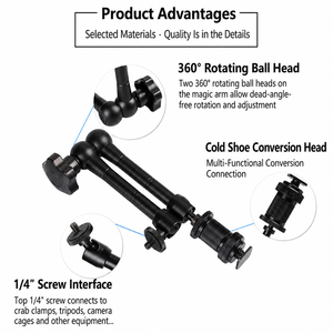 Bras de verrouillage articulé de <span class=keywords><strong>7</strong></span> pouces bras magique articulé à friction 1/4 connecteur de chaussure chaude pour caméra LCD moniteur lumière LED - Product Image 4