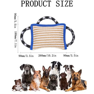 Coussin de mastication en lin durable et écologique pour chien, avec <span class=keywords><strong>3</strong></span> poignées, multicolore, grand jouet à mâcher pour l'entraînement à la traction du chien - Product Image 3