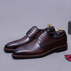 Top diseñador de lujo nueva moda Brogue Oxford zapatos primera capa de cuero de vaca zapatos de cuero de los hombres - Product Image 5