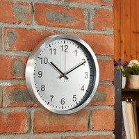 Horloge murale moderne en quartz argentée de 10 pouces, fonctionnant sur piles, pour la cuisine, le salon, le bureau, la maison